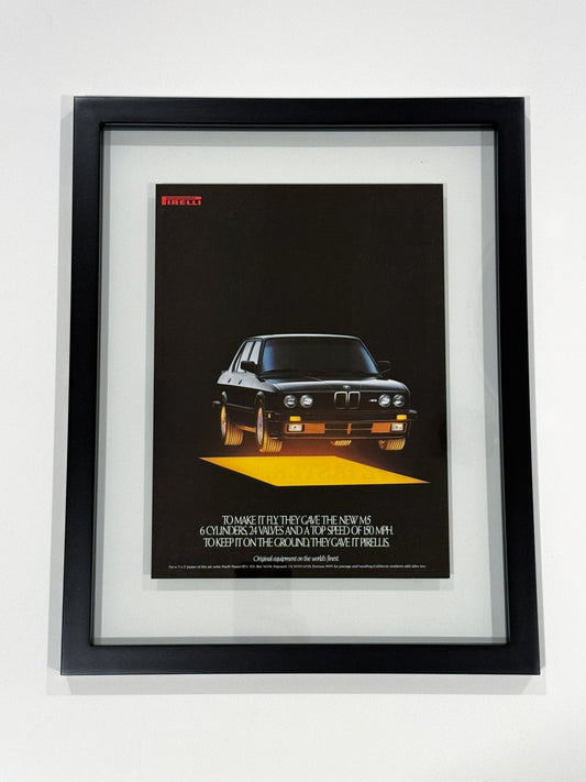 Framed Original E28 M5 Pirelli Advertisement (1987)