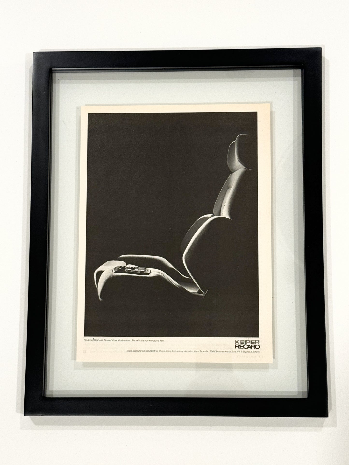 Framed Original Recaro Print Advertisement